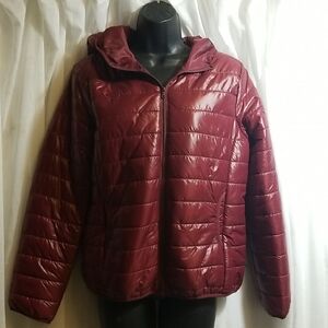 Women's Burgundy Puffer Jacket